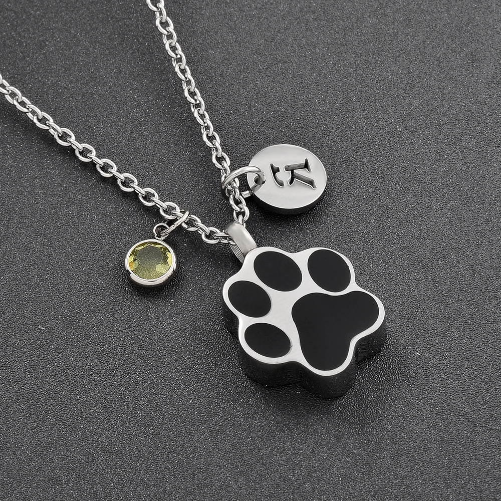 

IJMD0011 Paw Prints Shape Design Stainless Steel Memorial Ash Keepsake Cremation Jewelry Pendant Necklace For Man And Women