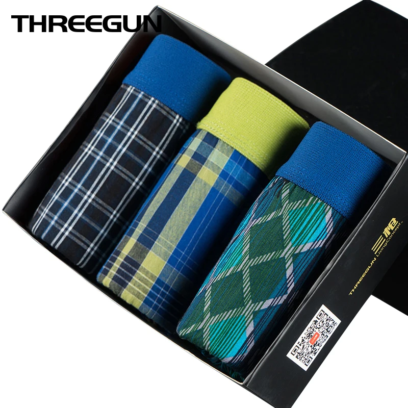 THREEGUN 4 шт \ нижнее белье мужские шорты-боксеры дышащие сексуальные боксеры вискоза гладкое Мужское нижнее белье Лот бесшовные трусы Cuecas