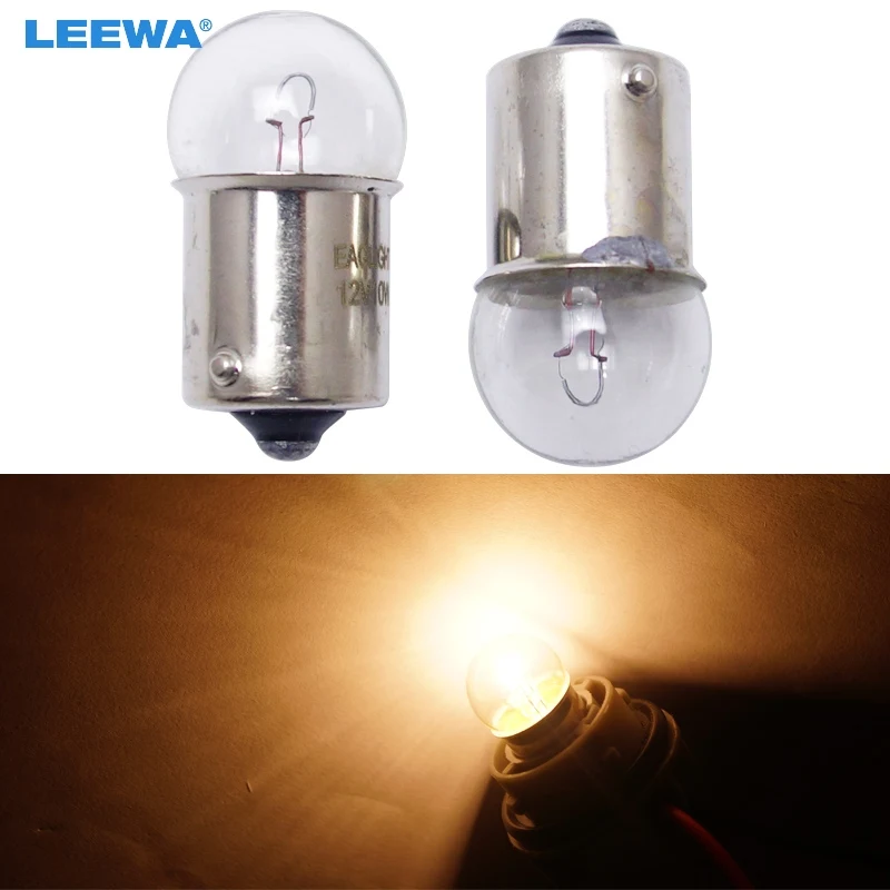 LEEWA 10pcs 1156 BA15S T16 12V 10W Car Clear Glass Lamp Turn Tail Bulb Car Indicator Halogen Lamp #CA2723
