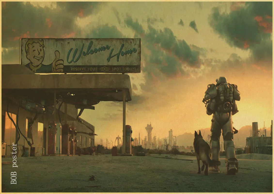 Винтажные плакаты рок Fallout игры аниме Настенные Украшения Дома Ретро плакат Декор для стен в винтажном стиле принты - Цвет: M037