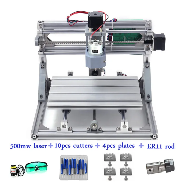 CNC3018 withER11, Diy мини ЧПУ гравировальный станок, лазерная гравировка, Pcb ПВХ фрезерный станок, деревообрабатывающий станок, CNC 3018, лучшие передовые игрушки - Цвет: 500mw laser