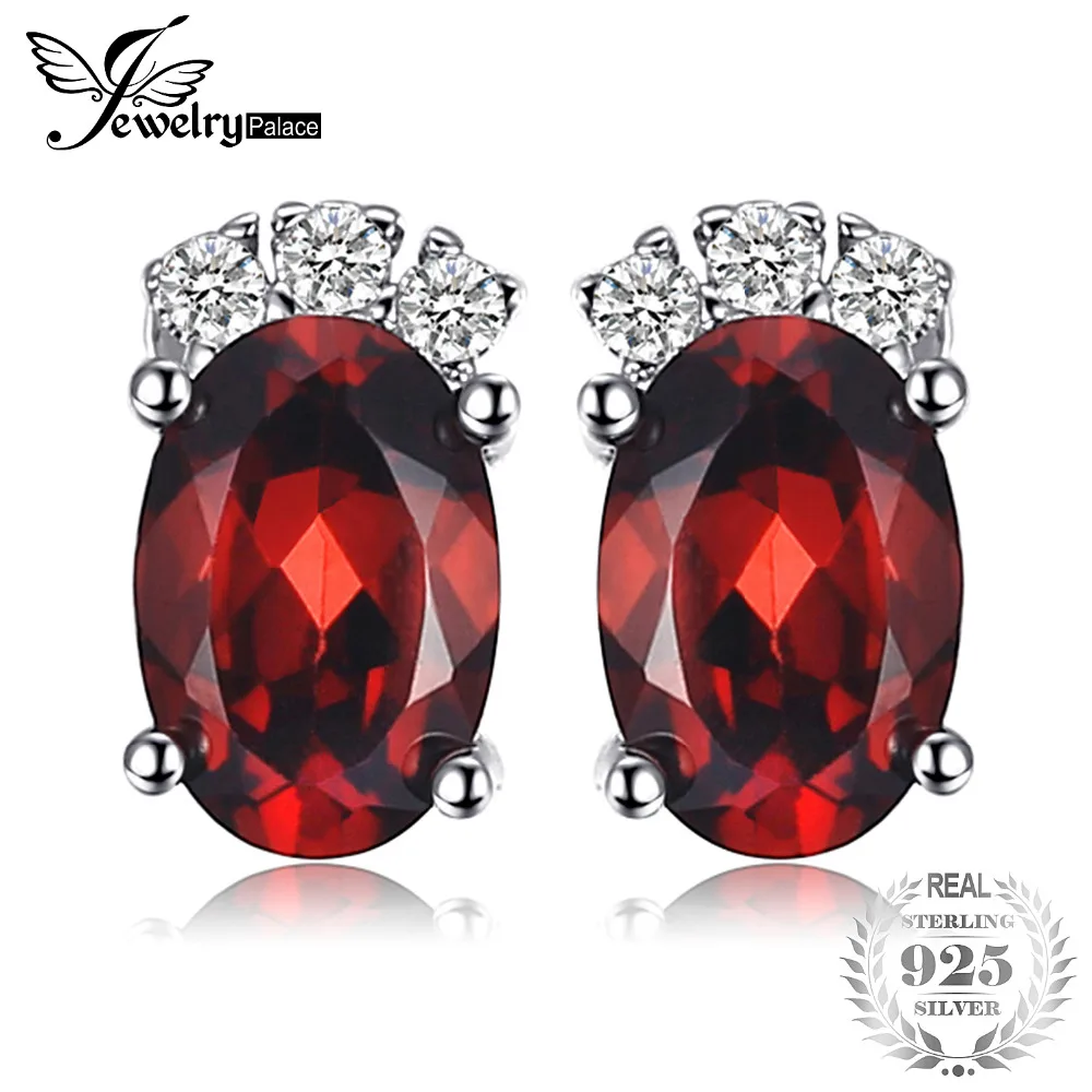 Jewelrypalace 1.2ct овальный Природный гранат Серьги гвоздики для Для женщин 100% реального