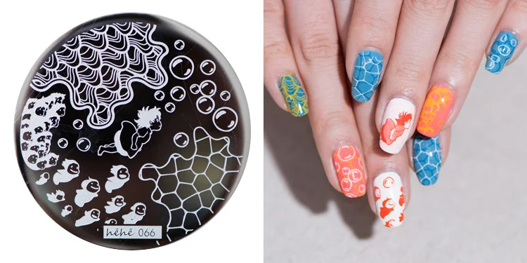 

HEHE ! New Stamping Plate hehe66 Ccean Wave Water Bubbles Sea Nail Art Stamp Template Image Transfer Stamp