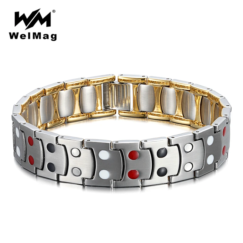 WelMag магнитный браслет для мужчин двухрядные отрицательные ионные германиевые