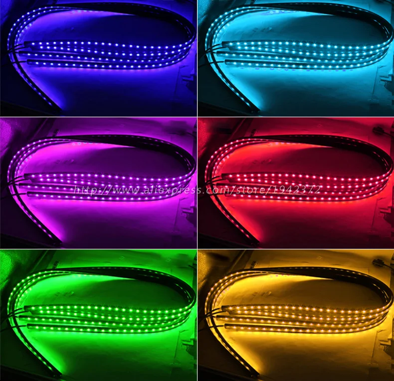 4 шт. управление через приложение 90 120 см Светодиодная лента RGB для автомобиля