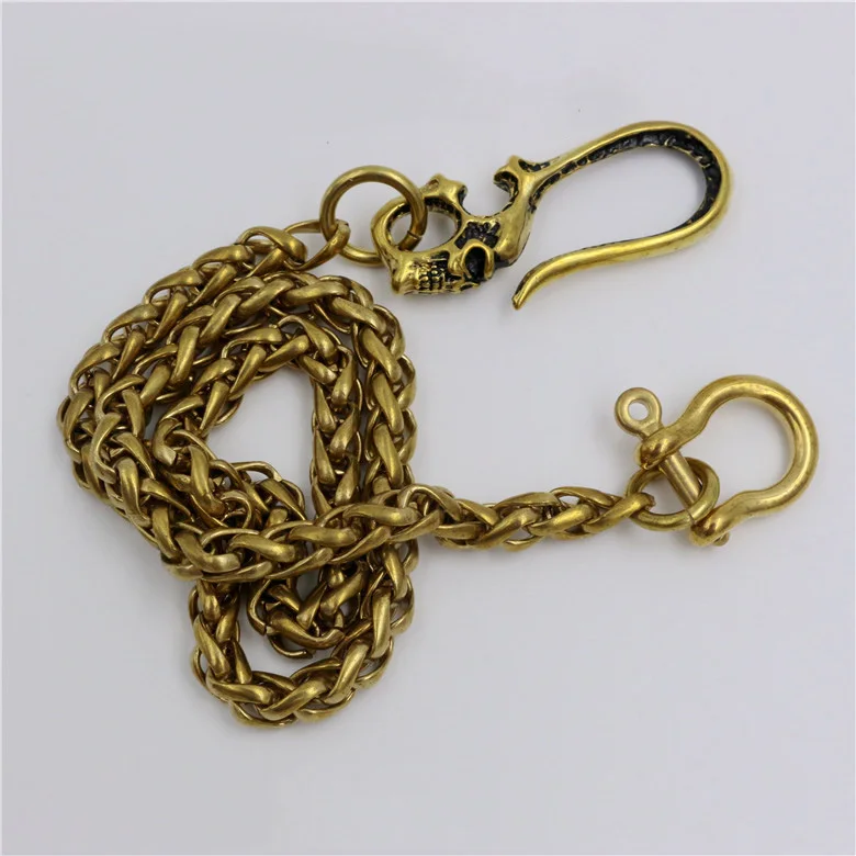 

40/50/60cm Solid Brass Metal Wallet Belt Chain Trousers Jeans Wallet Chain Keychain Metal Buckle Clips Snap Hook DIY Accessories