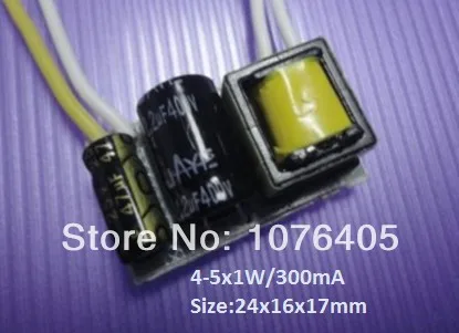 

Free shipping 20pcs/lot 4-5x1W/300mA AC90-260V/4X1W 5x1w led lighting transformer Led power supply for E27/GU10/E12/E14/E17/E26