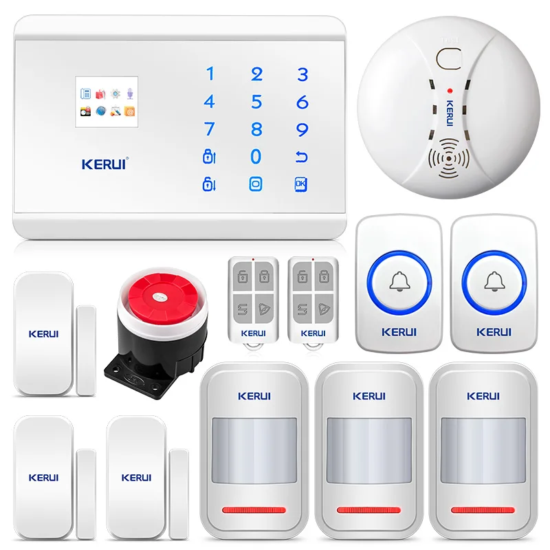 KERUI 8218G система охранной сигнализации для дома GSM PSTN с кнопкой SOS и датчиком движения, детектор дыма, высокая производительность cpu smart
