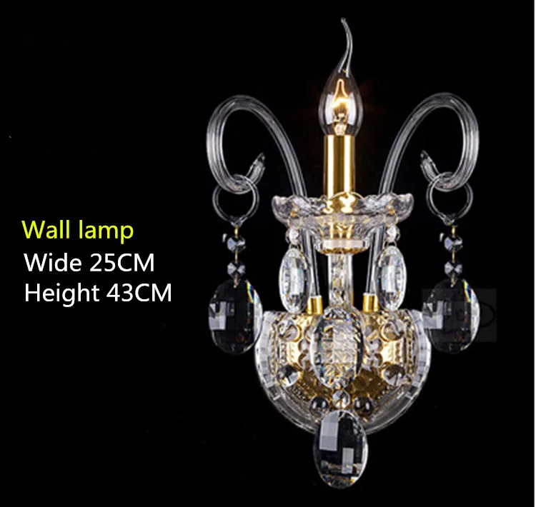 Hallway Gold led wall fixtures E14 Led candle light clear crystal lamp bedroom cristal luminaria bedside porch Sconce | Лампы и