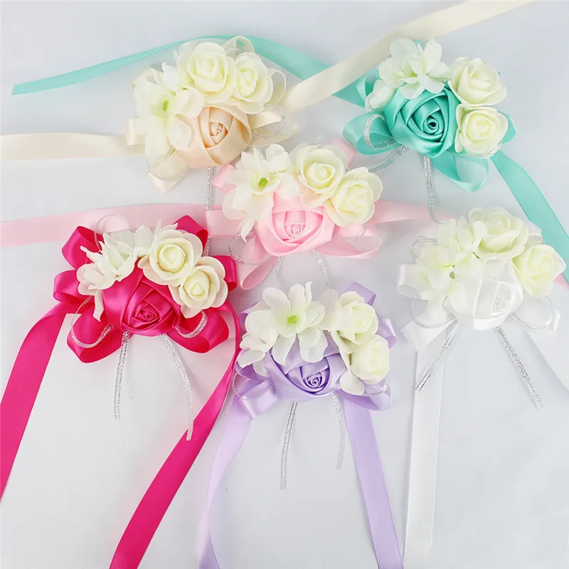 Zilue 10 шт./лот невесты Tiffanyblue наручные Цветы Букет сестры ручной работы с цветочным