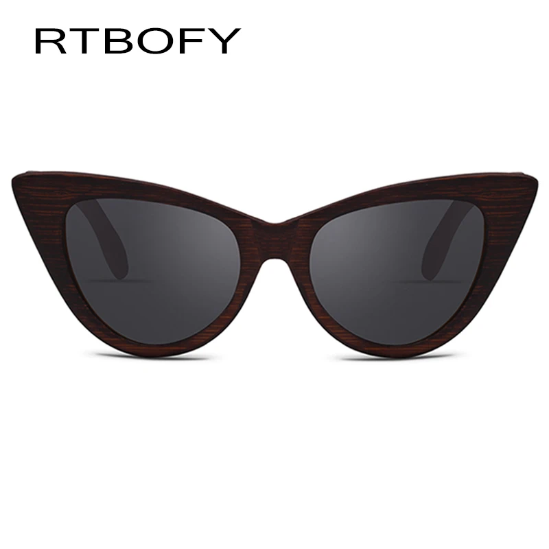 RTBOFY деревянные солнцезащитные очки для женщин с бамбуковой оправой