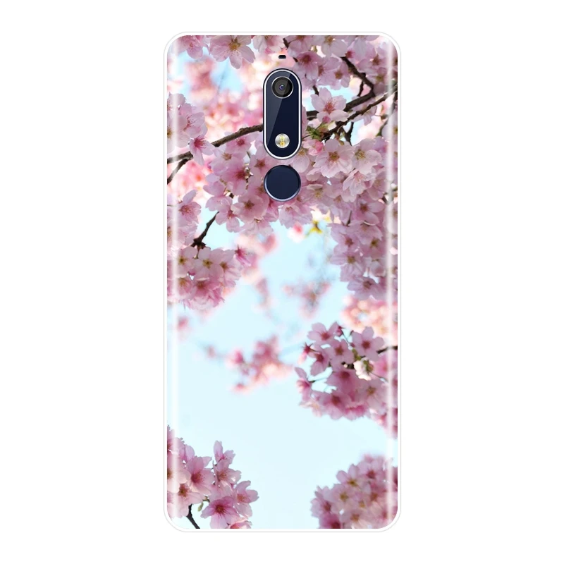 Задняя крышка для Nokia 7 1 6 5 3 2 Plus розовый цветок вишневый цвет силиконовый мягкий