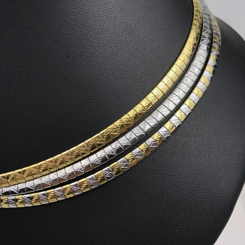 SILVER Модное женское ожерелье-ошейник из нержавеющей стали, чокеры, цепочка змеи, Женские Ювелирные изделия, подарки 4-8 мм - Окраска металла: SILVER