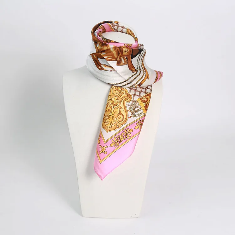 

Pink horse decorative small square silk scarf 100% silk scarf office lady handbag decorative silk scarf