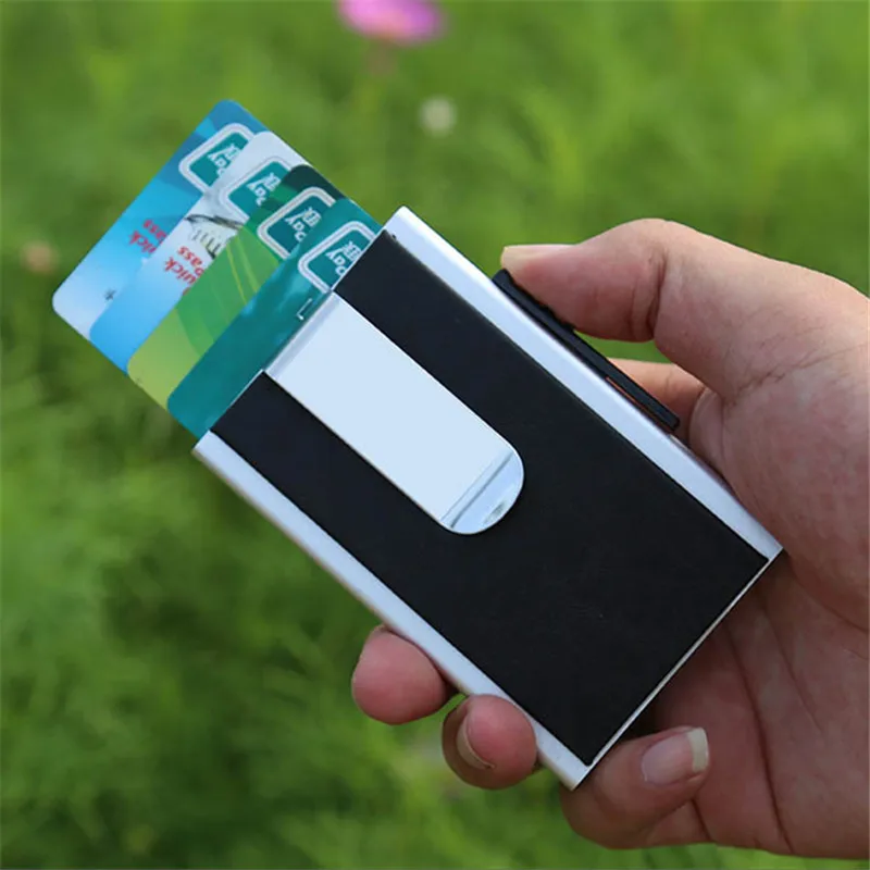 BISI GORO 2018 New Men&Women Aluminum Alloy Card Holder Fashion RFID Credit Antitheft PU Leather Business Unisex | Багаж и сумки