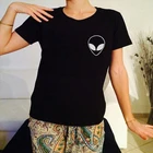 CZCCWD Лето 2019, женская черная футболка с инопланетянином Harajuku Kawaii, женская футболка с принтом, уличная мода, Милая женская футболка Tumblr