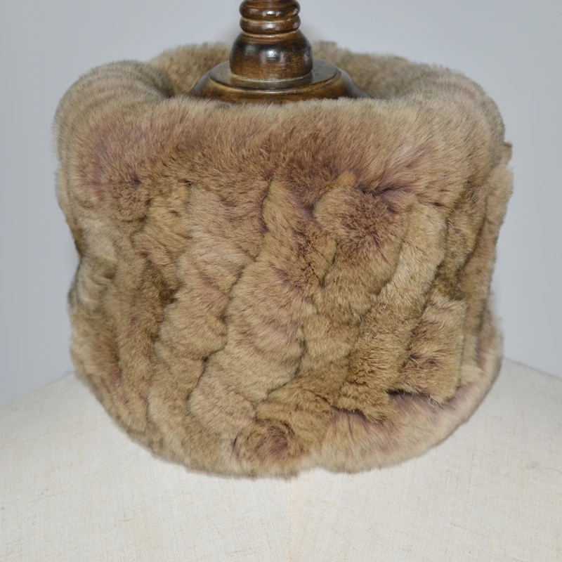 Женский шарф-Кольцо из кроличьего меха Rex зимний теплый мягкий эластичный