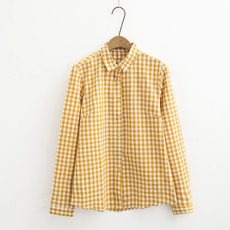 Корейский Стиль Тренд Осень Красный Рубашки в клетку Для женщин Harajuku женские