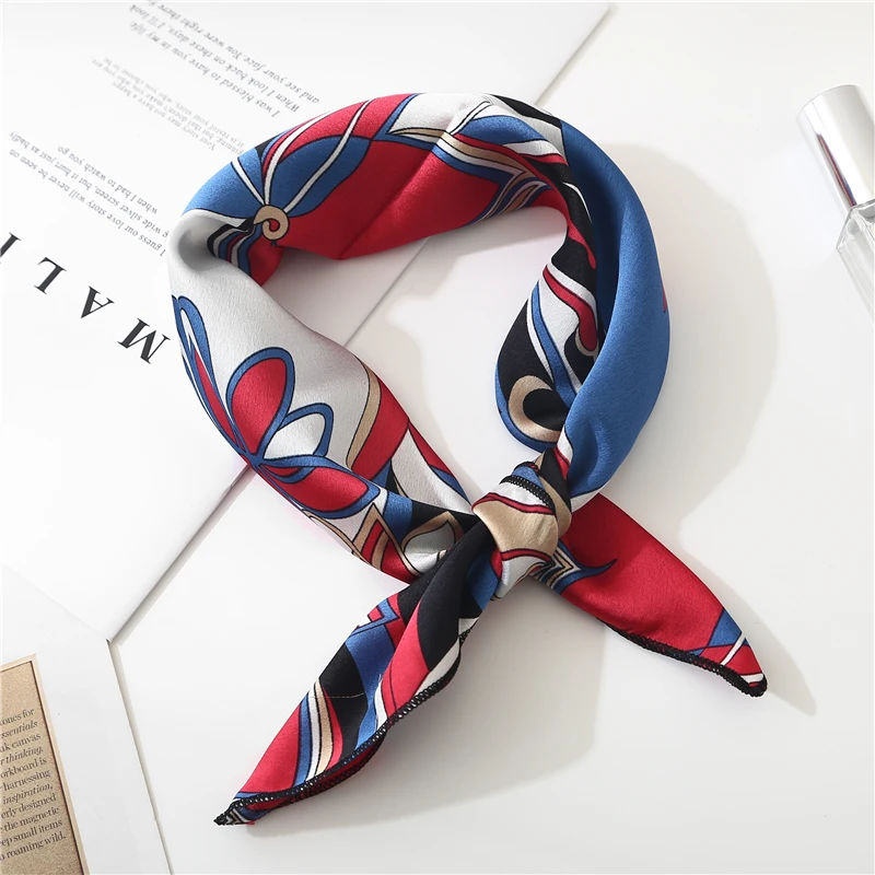 50*50 см квадратный Шелковый атласный шарф элегантный женский головной убор Тощий ретро лента для волос Маленький модный квадратный шейный шарф сумки