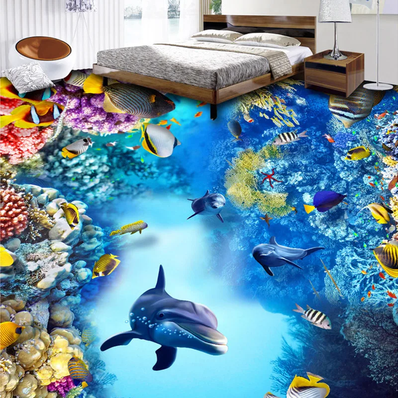 3D мультфильм подводная лодка мира Пол Плитка фотообои ПВХ самоклеящиеся