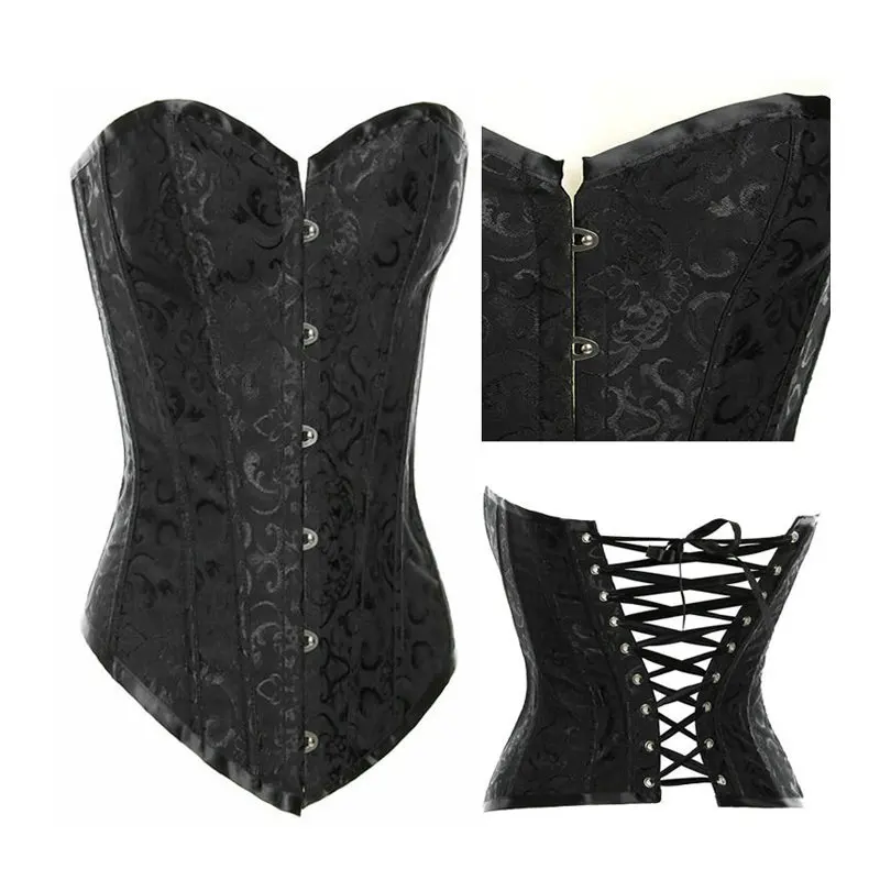 Wholesale - 2340 CORSET BUSTIER 1 set Dropship Sexy Black Floral Tapestry brocade corset Lingerie |