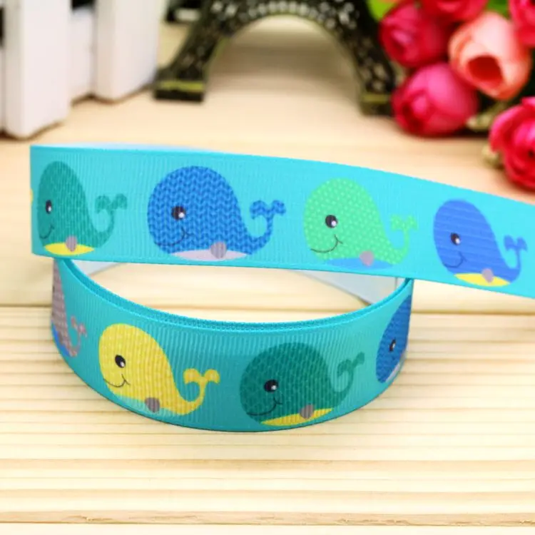 

7/8inch Free Shipping Whale Printed Grosgrain Ribbon Hairbow Headwear Party Decoration Diy Wholesale OEM 22mm P5657