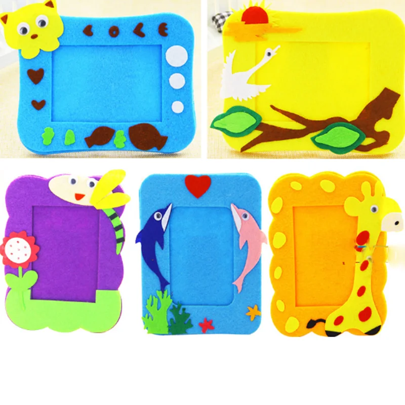 

1 Pcs/set Cute Kids DIY Felt Craft Kits Photo frame Cartoon Animal Picture Kindergarten Baby Creative Education Toys