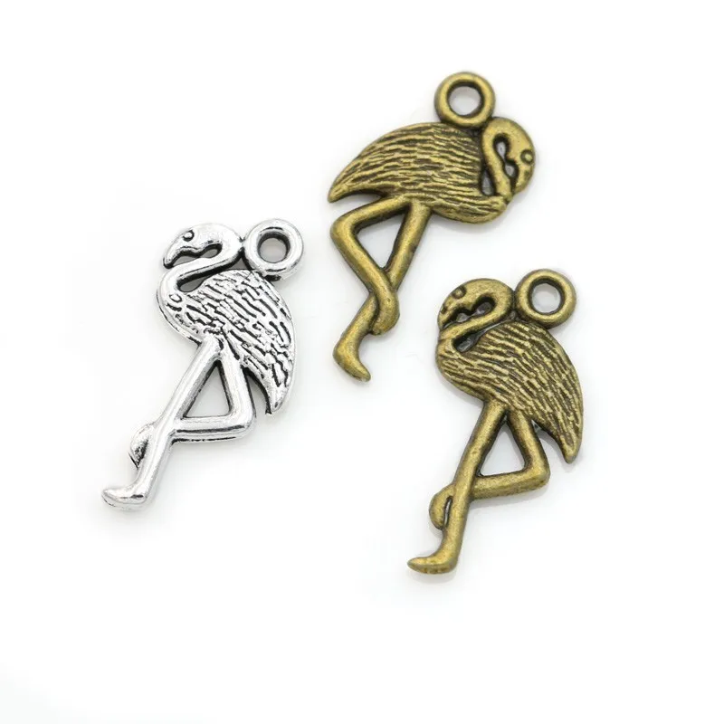 

20 шт винтажные античные посеребренные подвески из сплава Фламинго Подвески для самостоятельного изготовления ювелирных изделий ручной ра...