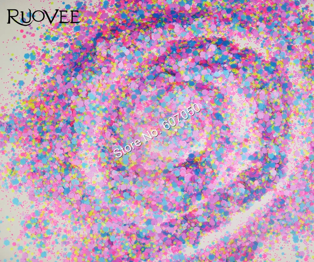 018 # неоновый цвет шестиугольник блеск для ногтей формы смешивания растворитель