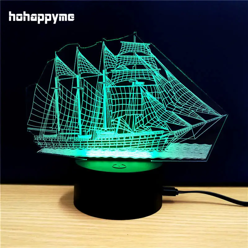 Парусник пиратский корабль неоновый акриловый светодиодный светильник 3D для