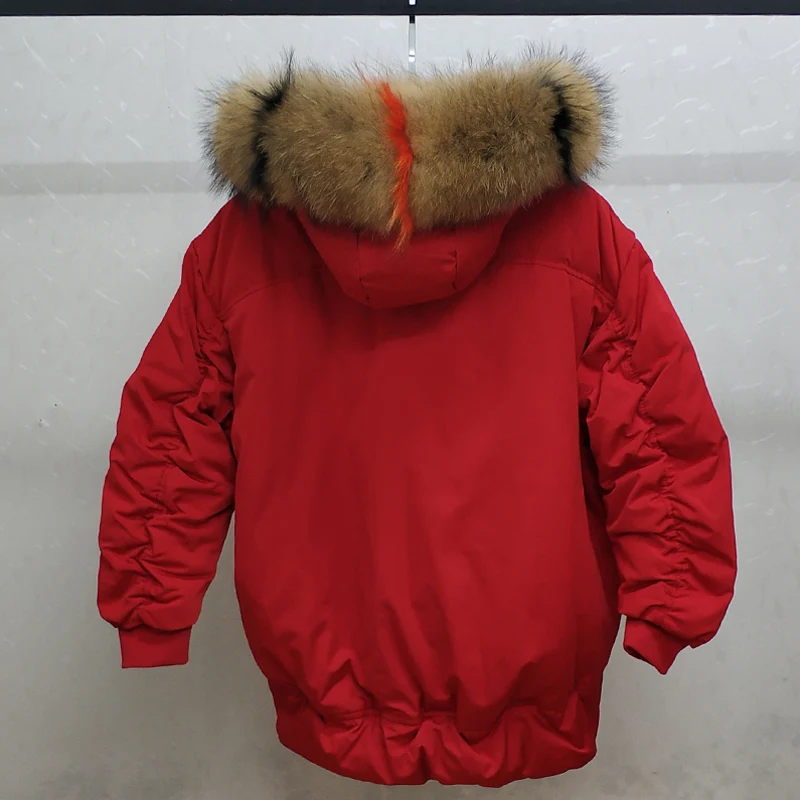 Женский зимний пуховик 2018 большой натуральный мех енота с капюшоном утепленная