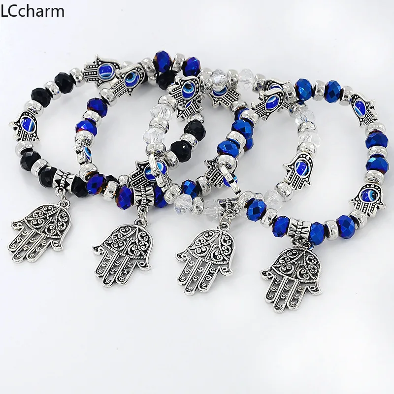 6 цветов Хамса ручной бисер браслет сглаза веревка счастливые браслеты для
