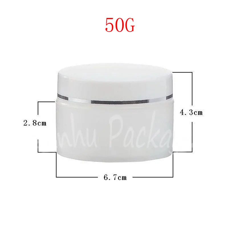 

50G White Frosted Plastic Jar , 50CC Mask / Cream Packaging Cans , Empty Cosmetic Container , Makeup Sub-bottling (20 PC/Lot )