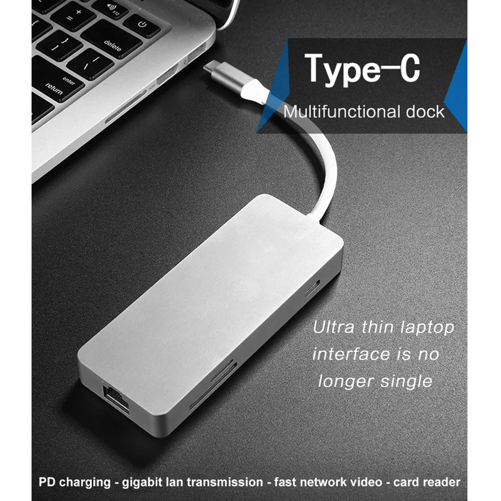 Type C к HDMI/USB3.0/сетевой порт/TF Высокоскоростная передача Портативный 7 портов более