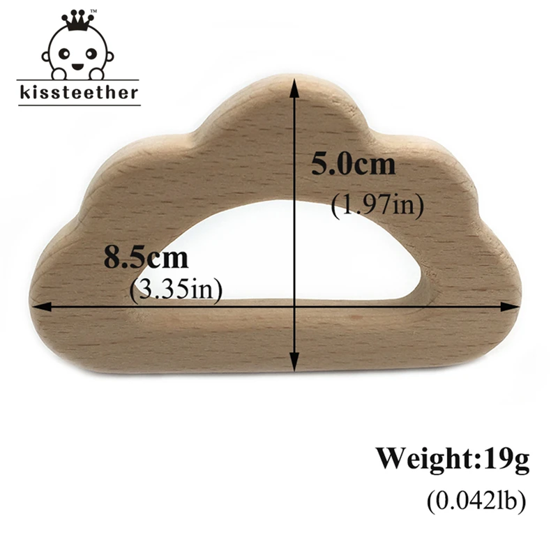 Mordedor de madera Natural hecho a mano para beb&eacute;, mordedor de beb&eacute; de haya org&aacute;nico, personalizado, colgante, respetuoso con el medio ambiente-4