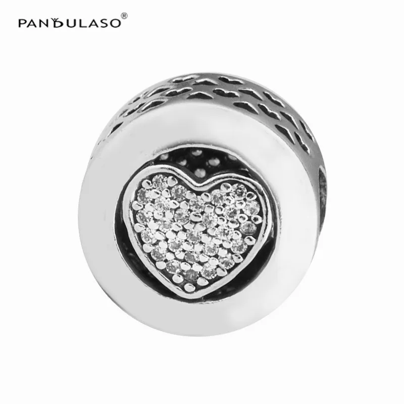 

925 Sterling Silver Jewelry Openwork Heart Charms Beads Fit Silver Charm Bracelet for Women DIY Jewelry Winter Collection FL621