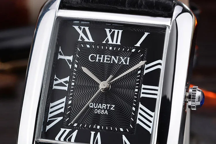 

Fashion CHENXI Brand Couple Woman Quartz Watch Men Business Wristwatch Female Elegant Fashion Square Leather Dress Wristwatches