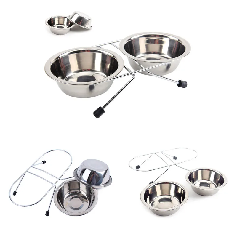 Двойные миски для собак прочная миска из нержавеющей стали противоскользящая