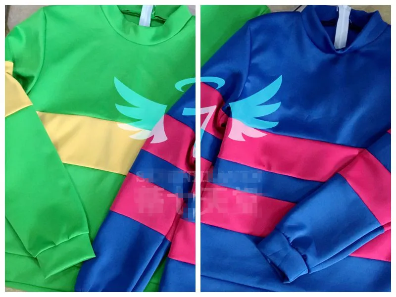 [Настроить] Аниме! Толстовка с капюшоном Undertale Chara Frisk голубого и зеленого цвета