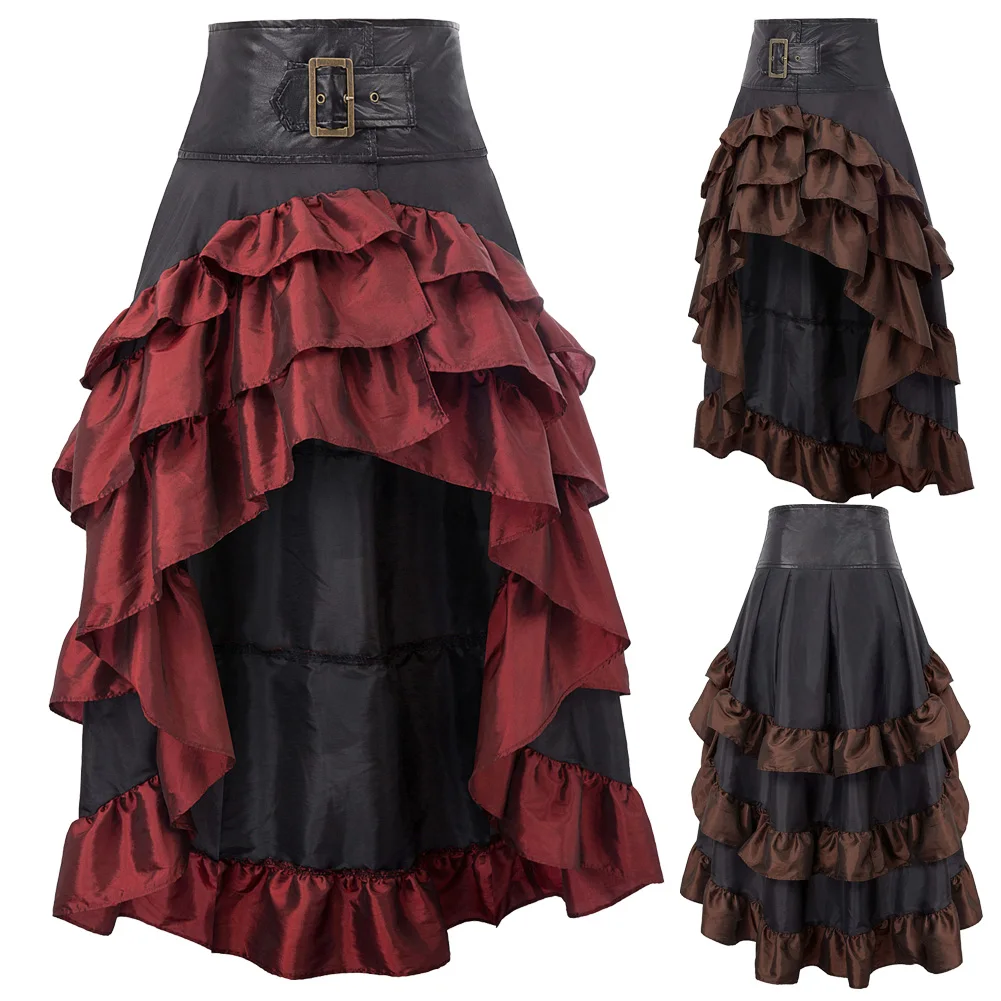 Женская юбка уличная Клубная вечеринка Ретро стиль стимпанк готика открытая
