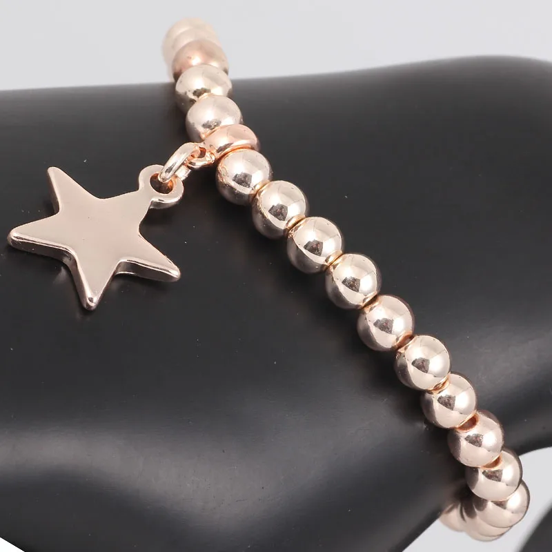Elohyi Лидер продаж Для женщин Для мужчин Bijoux Femme DIY сплава пентаграмма 6 мм ccb бусы дружба эластичный браслет ручной работы ювелирные изделия оптом