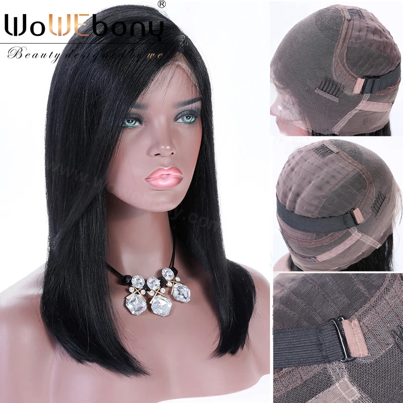 360 синтетический парик пучок человеческие волосы парики 6 дюймов Yaki прямые для