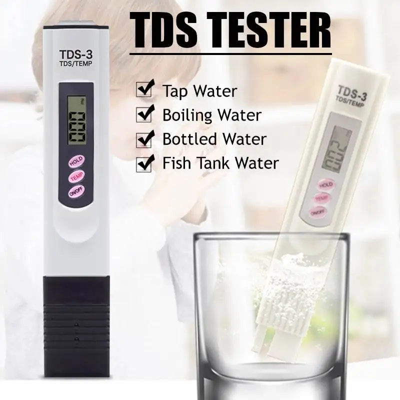 PH TDS метр Тесты er 0-9990ppm Портативный цифровая ручка цифровой высокоточный Фильтр измерения качества воды Чистота Тесты инструмент