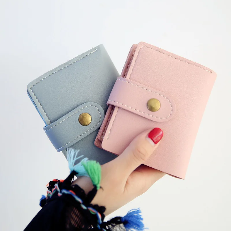 

2019 british style women wallets simple buckle wallet female students trend retro two-fold bag clip sewing small purse