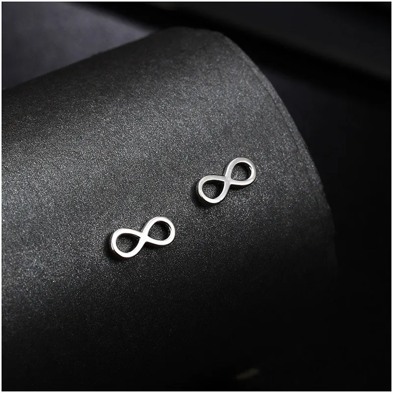 Серьги гвоздики из 100% стерлингового серебра 925 пробы с надписью Infinity Love Модные