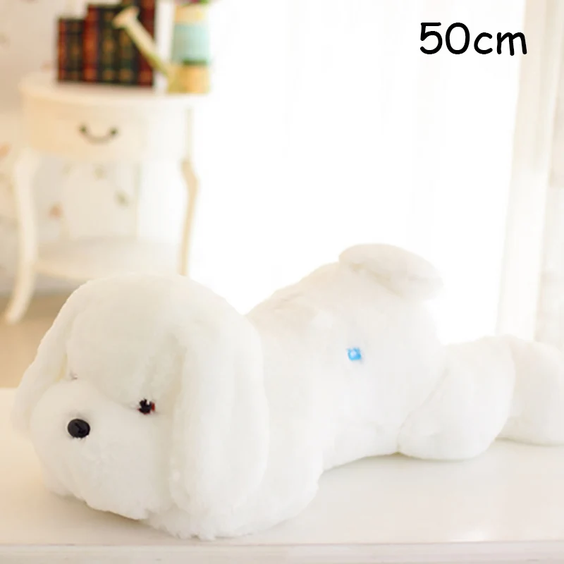 white-50cm 1 шт. 50 см/80 см светодиодный светильник плюшевая подушка для собаки игрушки светящиеся блестящие плюшевые подушки для собаки детские игрушки подарки для детей девочек - Цвет: white-50cm