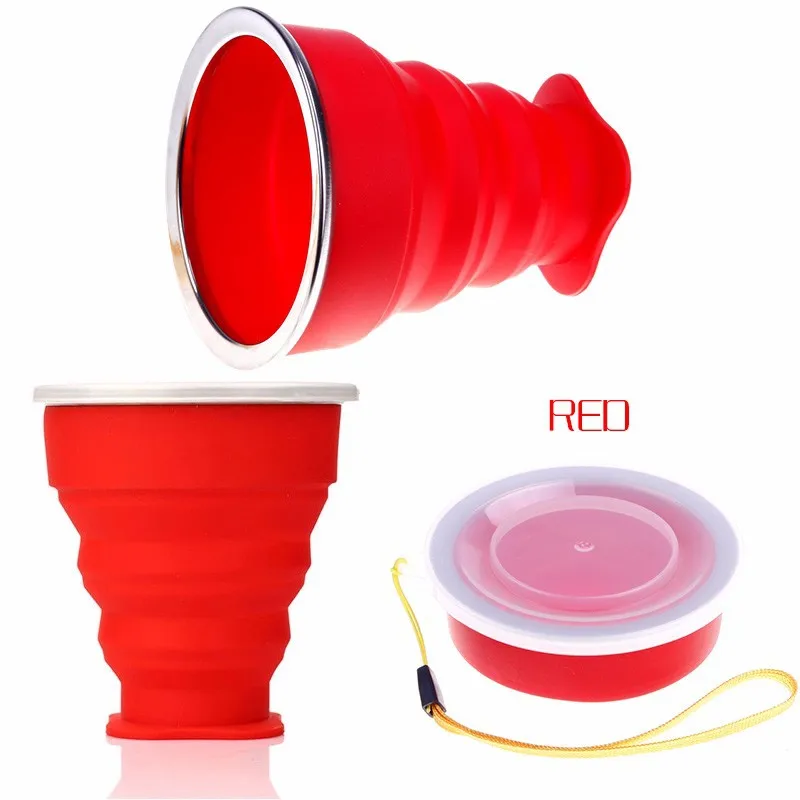Red Открытый путешествия силиконовый выдвижной складной воды стекло Спорт на открытом воздухе воды стекло путешествия портативный силиконовый стекло es - Цвет: Red