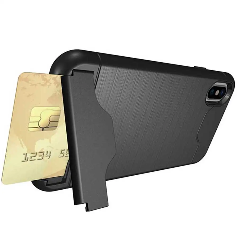 KEYSION Case For iphone X Shockproof cover for iPhone Kickstand Armor Phone Bag Cases 10 Card Holder Coque |