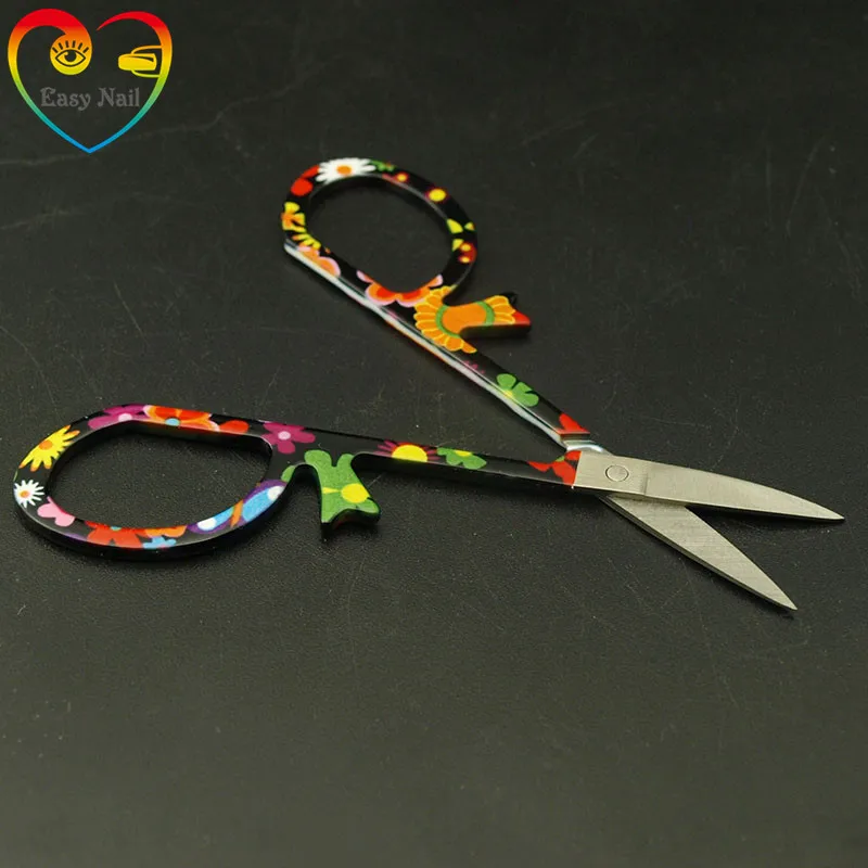 Легкий гвоздь 10 шт. черный цветочный узор ножницы Маникюр для ногтей бровей нос