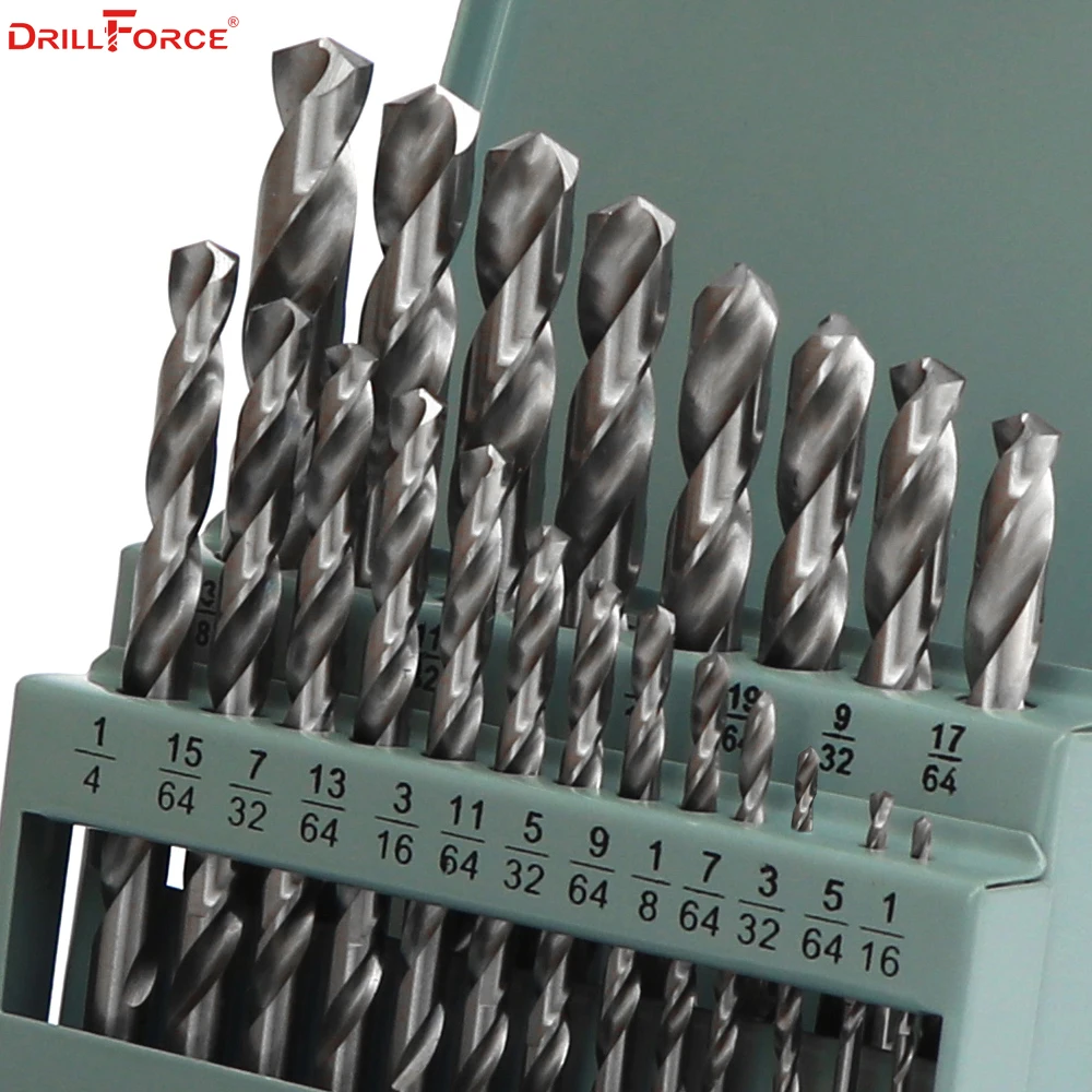 Drillforce 21 шт. 1/16 &quot 3/8&quot HSS Твист хром ручной сверло деревообрабатывающий набор